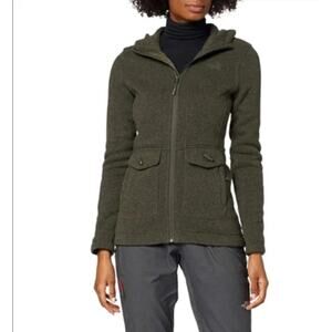 The North Face Women's Size XS Olive Green Crescent Hooded Fleece Parka Jacket